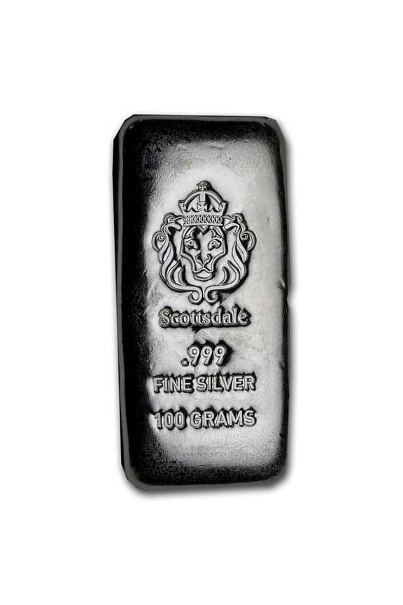 100 gram Silver Cast-Poured Bar - Scottsdale Mint