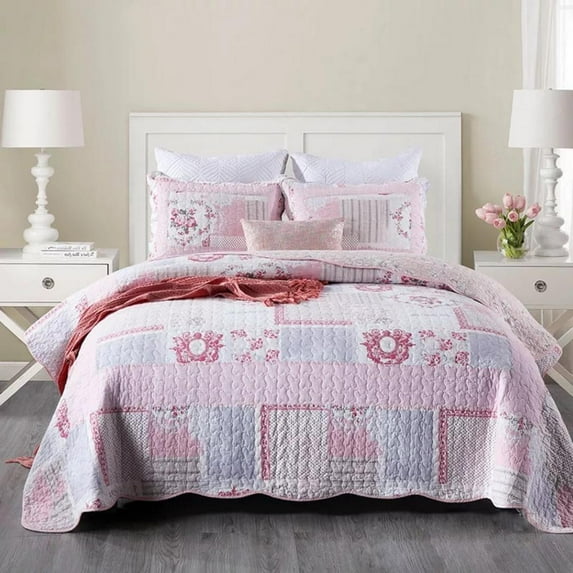 100% high-density Cotton Embroidered Quilt Bedspread Comforter set light weight cozy and soft. Queen.