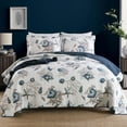 thumbnail image 1 of 100% high-density Cotton Embroidered Quilt, Bedspread/Comforter set light weight warm and soft Queen.Beige/Blue, 1 of 6