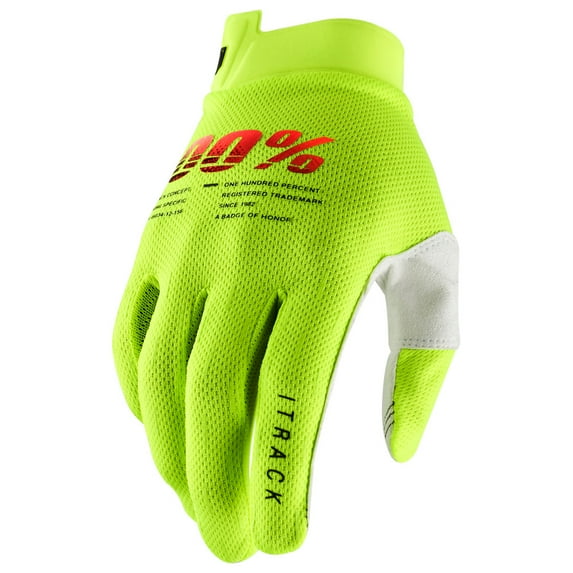 100% iTRACK Gloves Small Fluorescent Yellow