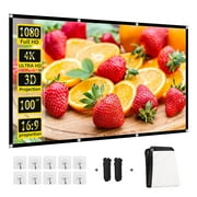 100 inch Outdoor Projector Screen,Foldable Washable Indoor Portable Projection Screen Projector 4K 16:9 HD Rear Front Movies Screen for Backyard Home Theater Office