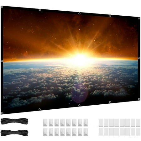 100 inch Projector Screen, 16:9 HD 4K Foldable No Crease Portable Video Projection Movie Screen Grommets for Outdoor Indoor Home Theater