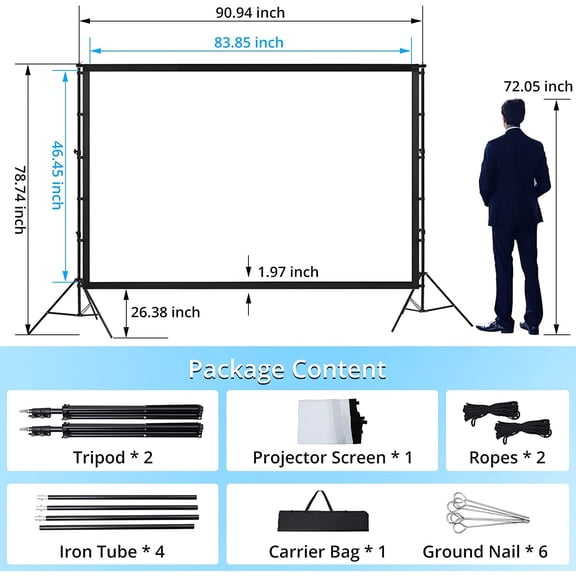 100 inch Projector Screen with Stand