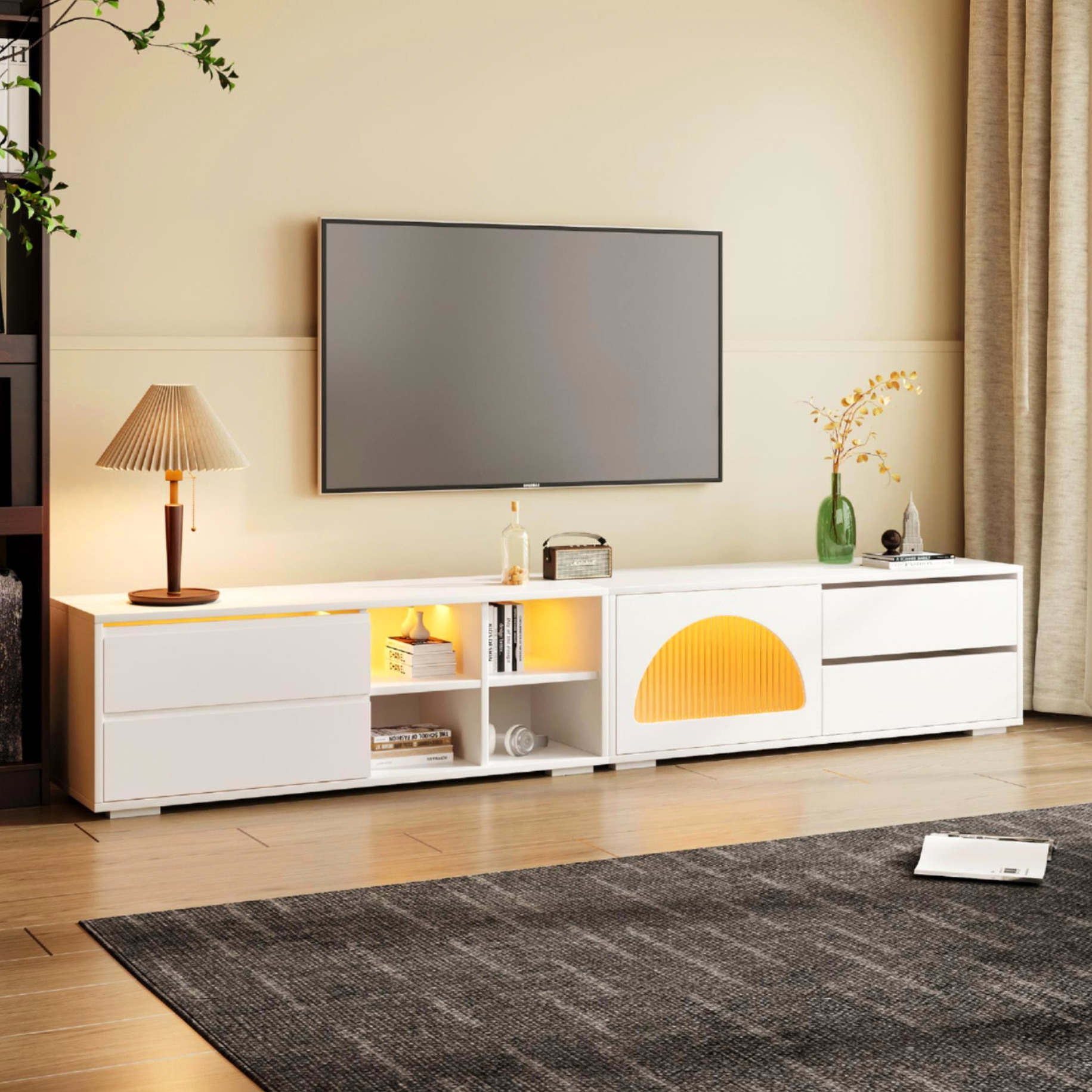 Tv Redy Stands 100 - inch TV - Ready Stand | Translucent Glass to Show LED Effect ...