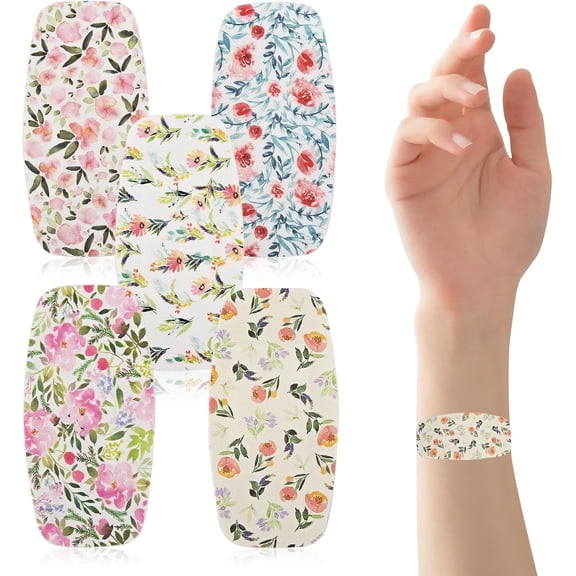 100 large-sized plasters, waterproof 24, flexible adhesive floral plasters for emergency protection of wounds, large-sized plasters for wounds