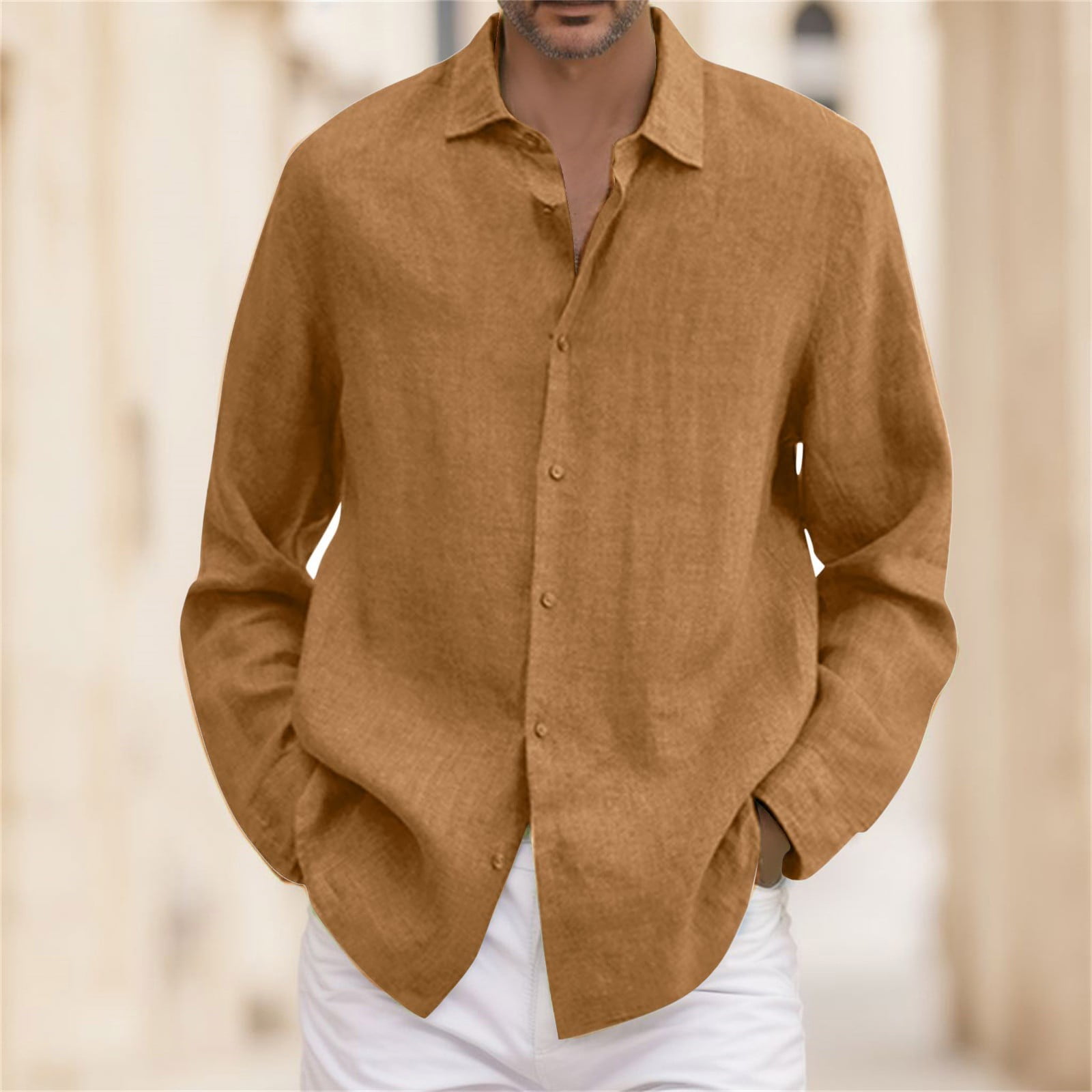 100% linen shirts for men summer clothes for men mens beach wear -  Walmart.com