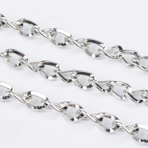 100 m Iron Side Twisted Chain with Spool Unwelded Lead Free & Nickel Free Platinum Color Size: Chains: 5mm long 4mm wide 0.9mm thick 328.08 Feet(100m)/roll