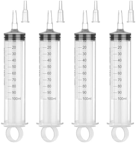 100 ml Syringe for Liquids, Large Syringe Without Needle for thick liquids, 10 Pack Individually Wrapped