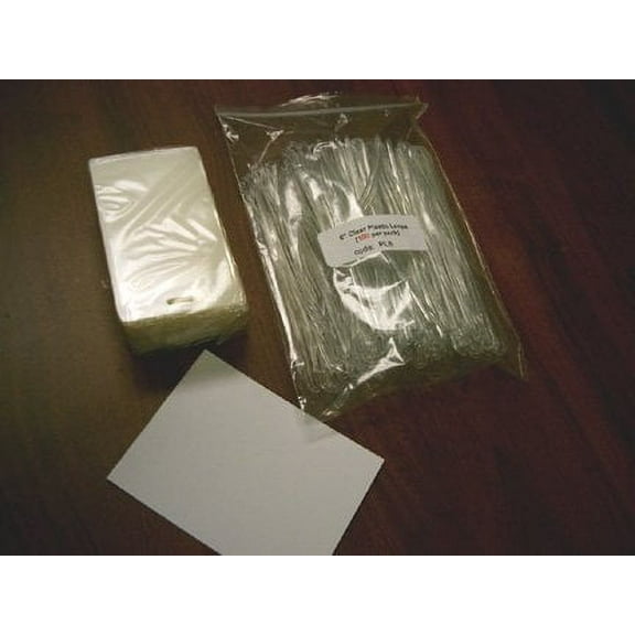 100 of each - 2.5" x 4.25" Luggage Tag 5 mil thermal (hot) Laminating Pouches INCLUDING 6" CLEAR PLASTIC attachment LOOPS