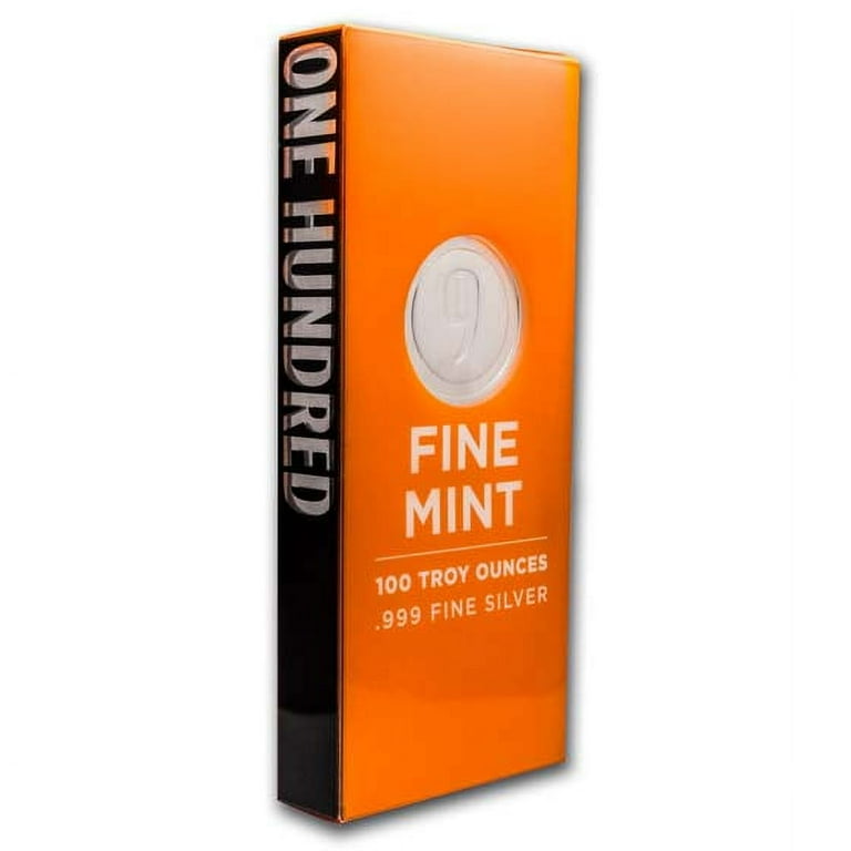 9Fine Mint 100 oz Cast-Poured Silver Bar, .999 Fine, Stackable