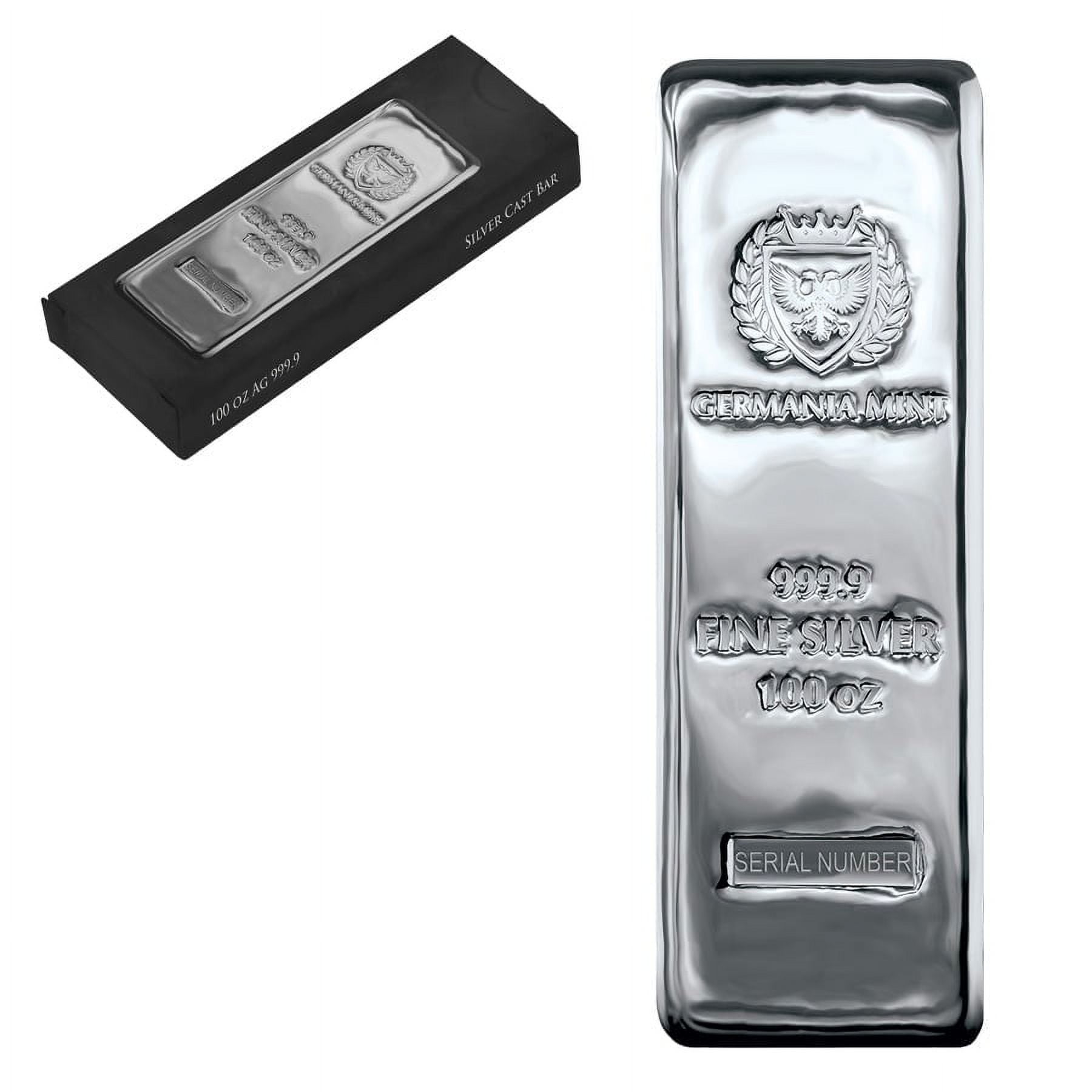 Germania Mint Bullion Pure Silver .9999 Fine, 100 Ounce Bar
