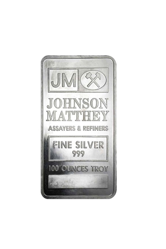 100 oz Johnson Matthey (JM) Silver Vintage Pressed Bar .999 Fine