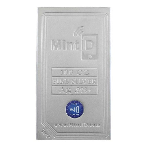 100 oz MintID Silver Bar .999+ Fine (NFC Scan Authentication)