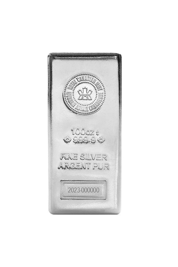 100 oz Royal Canadian Mint (RCM) .9999 Fine Silver Bar