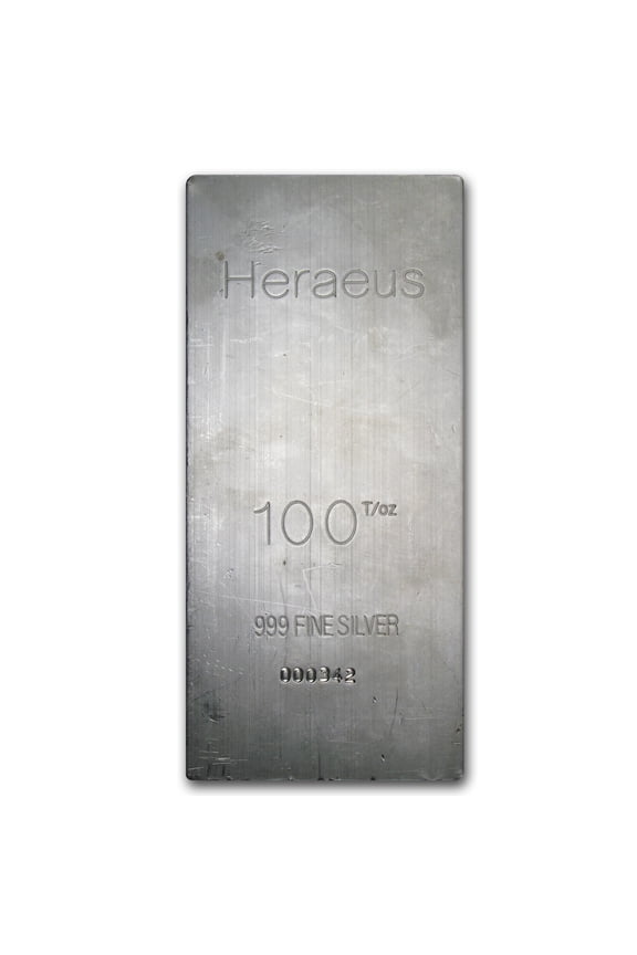 100 oz Silver Bar - Heraeus (Extruded)