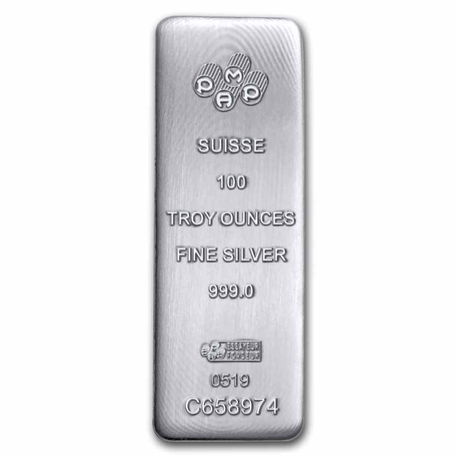 100 oz Silver Bar - PAMP Suisse (Serialized)