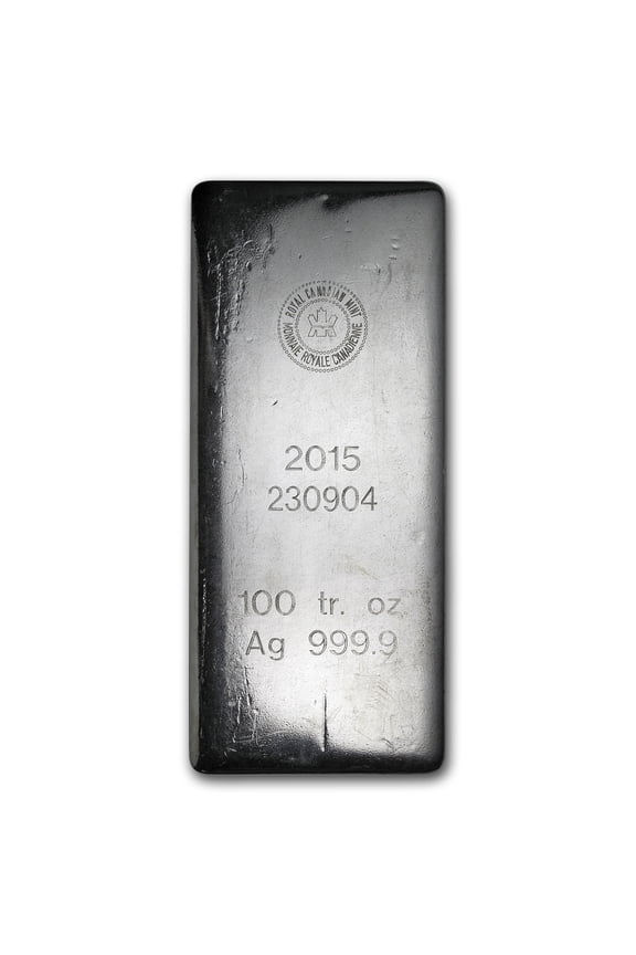 100 oz Silver Bar - Royal Canadian Mint (2015/.9999 Fine)