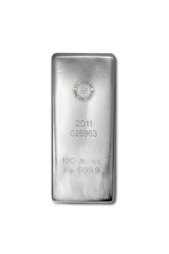 100 oz Silver Bar - Royal Canadian Mint (.9999 Fine, Random Year)