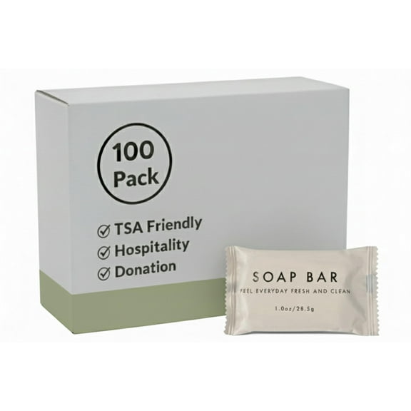 100 pack 1 Oz. Bar Soap - Hospitality, Hotel, Homeless Shelter, Donation, Charity Drive, Disaster Relief Supplies - 100 Bars
