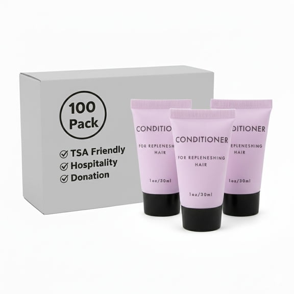 100 pack 1 Oz. Hair Conditioner - Hospitality, Hotel, AirBNB, Homeless Shelter, Donation, Charity Drive, Disaster Relief Supplies - 100 Bottles
