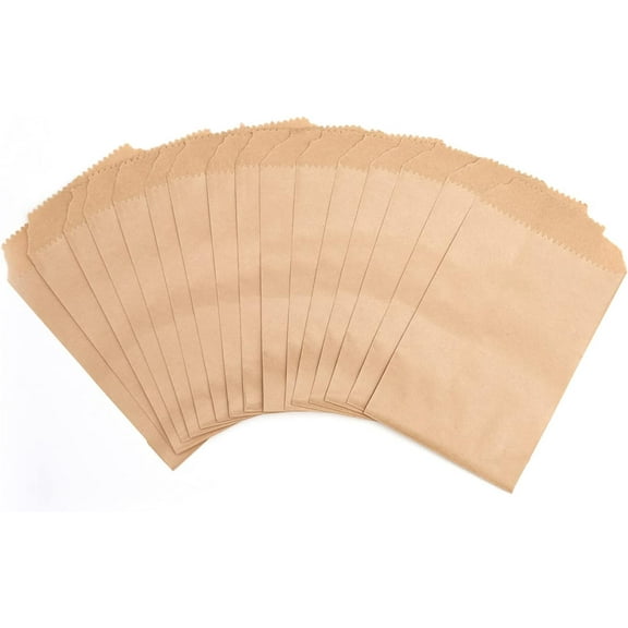 100-pack 5x7 Inches Natural Kraft Paper Bags for Bakery Cookies Treats Snacks Sandwiches Popcorn Small Gift bag
