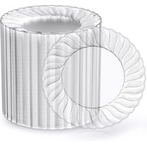 100-pack 6-inch Clear Plastic Plates, Disposable Thick Salad and Dessert Plates - Premium Hard Plastic Plates, Beautiful Disposable Clear Plates, Suitable for Weddings, Parties and All Events