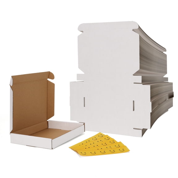 (100 pack)7x5x1 Shipping Boxes, White Small Corrugated Cardboard Box, Mailer Box