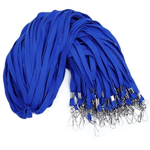 100-pack Blue Lanyards For Id Badges With Swivel J-hooks - Versatile Neck Lanyard Keys  Card Holders Whistles And More Ideal Offices Teachers Cruise Ship Cards