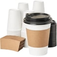 100 pack Disposable Coffee Cups with Lids 12 oz, Hot Paper Cups with ...