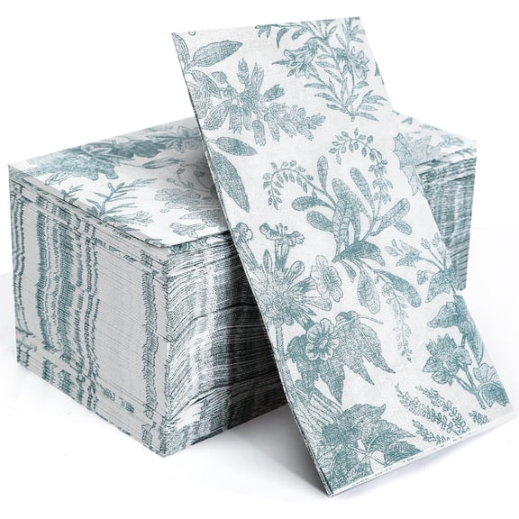 100 pack Floral Disposable Bathroom Napkins,Paper Napkins Decorative,paper hand towels for bathroom,Dessert Napkins Folded 7.8 x 4.3 Inches Disposable Napkins for Dinner Shower