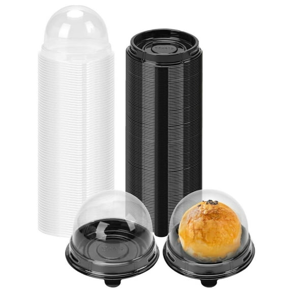 100 pack Mini Individual Cupcake Container 2.8x2 IN Mini Cupcake Boxes Desk Pet Containers for Chocolate Covered Cookies, Mooncake(Black)