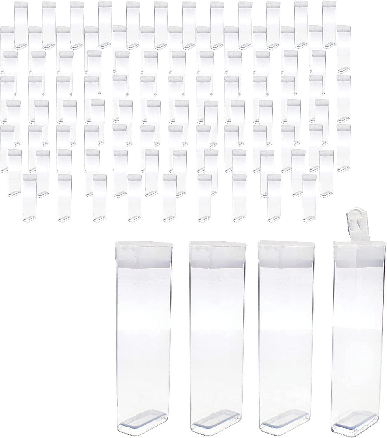 Rectangle Clear Plastic Storage Tubes with Flip Tops 3 Pack of 100