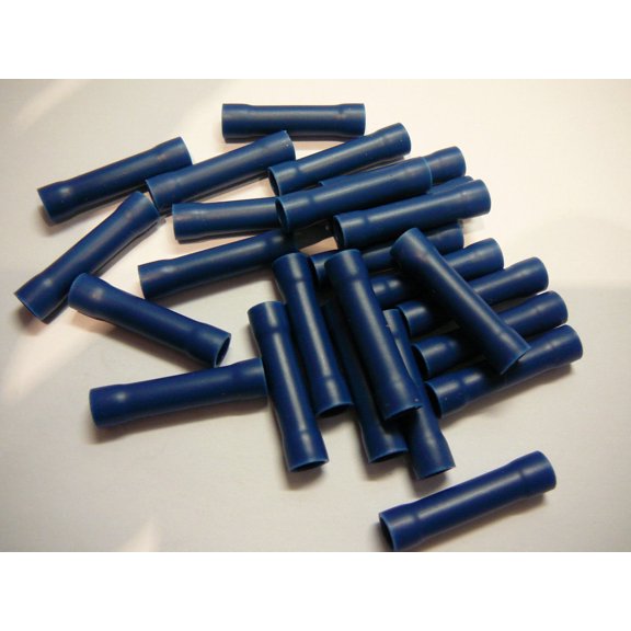 100 pack blue vinyl insulated 16-14 AWG butt wire splice connector