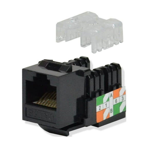 100 pack lot Keystone Jack Cat5e Black Network Ethernet 110 Punchdown 8P8C