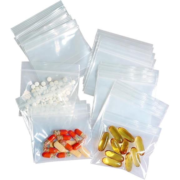 100 packs of 6 mil sturdy 32.75-inch pill bags, free sealing, waterproof, portable, reusable pill bags, suitable for travel, small plastic bags for pill organizers, jewelry, and small crafts