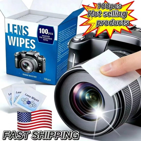 100 packs of lens cleaning wipes - individually packaged cleaning wipes - individually packaged, suitable for glasses, mobile phone screens, camera lenses - easy to carry, - strong dust removal wipes