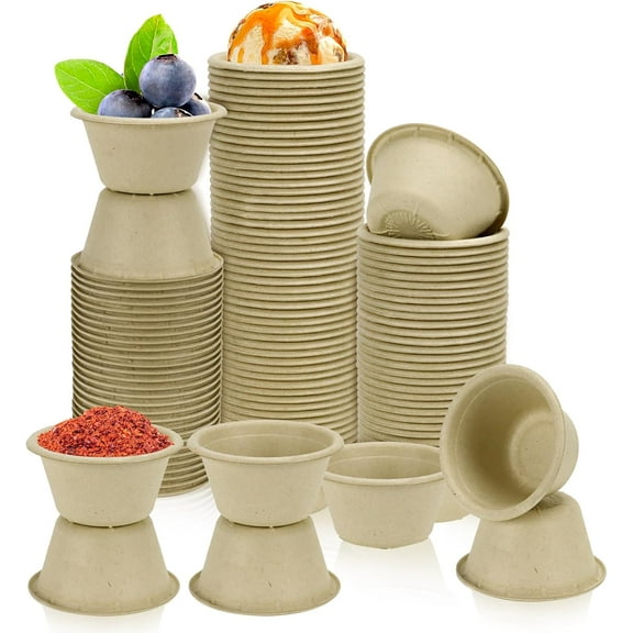 [4000 Pack] 2 Oz Compostable Condiment Souffle Bagasse Cups with Lids ...