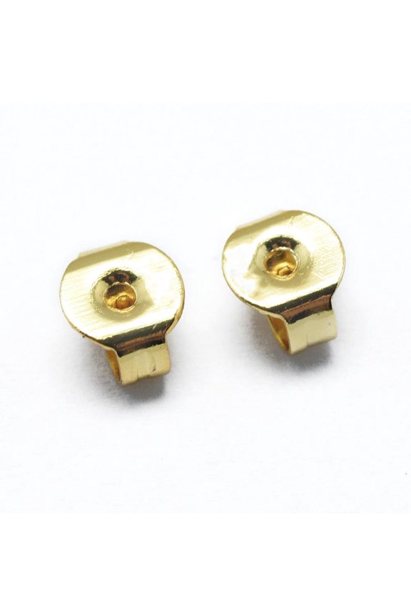 100 pair Brass Ear Nuts Friction Earring Backs for Stud Earrings Golden 5x4x2.5mm Hole: 0.8mm