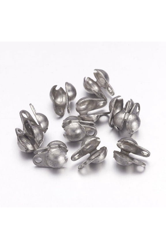 100 pc 100Pcs 304 Stainless Steel Bead Tips 6x4mm Calotte Ends Clamshell Knot Cover with 1mm Hole Stainless Steel Color Ideal for DIY Earrings Bracelet Necklace Keychain Jewelry Craft Making
