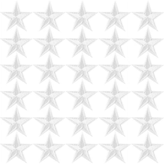 100 pc 100Pcs 3CM White 5 Star Embroidered Patches Small Pentagram Iron on Repair Patch Mini Solid Stars Sew on Applique Patches Bulk for Sewing Making Crafts Clothes Backpacks Accessories Supply