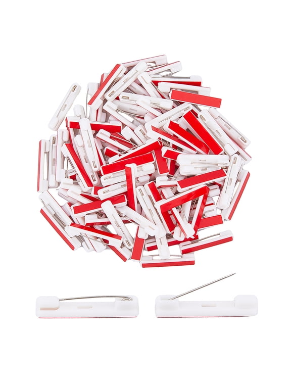 100 pc 100Pcs Safety Bar Pins Self Adhesive Pin Name Tag Pins Plastic Badge Pin 1.42inch Flat Back Brooch Blank Tags Pin for ID Badges Ribbons Nametags Flower and Crafting