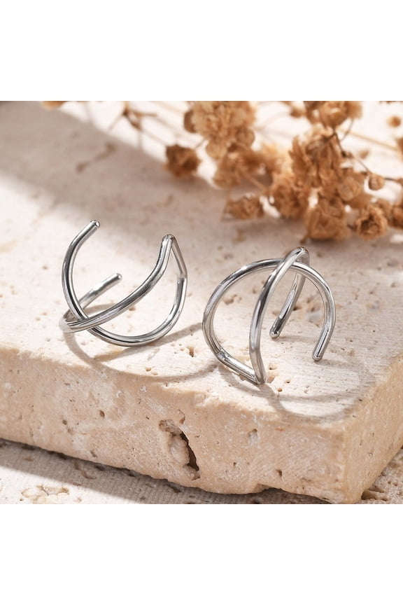 100 pc 304 Stainless Steel Cross Clip on Nose Rings Stainless Steel color 9x10.5mm