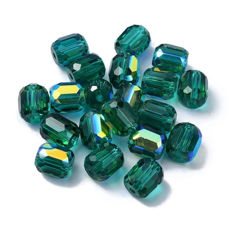 100 pc AB color Plated Glass Beads Faceted Barrel Mixed color 8.5x7.5mm Hole: 1.4mm