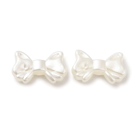 100 pc ABS Imitation Pearl Beads Bowknot Ghost White 9x15x3.5mm Hole: 2mm