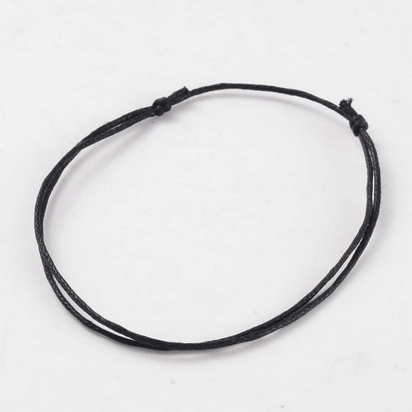 100 pc Adjustable Waxed Cord Bracelets Black 50~100mm(2 inch~3-7/8 inch)