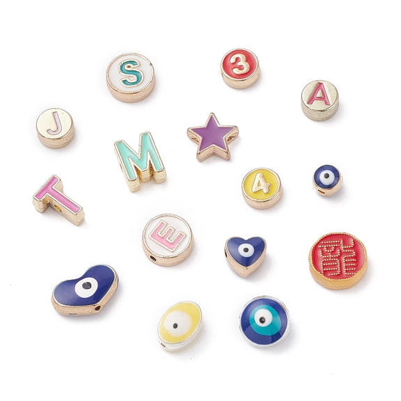 100 pc Alloy Enamel Beads Mixed Shapes Mixed color 6~11.5x6~14x3.5~6mm Hole: 1.5~1.8mm