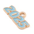 thumbnail image 1 of 100 pc Alloy Enamel Pendants Light golden Cadmium Free & Lead Free Number 2025 Charm Sky Blue 9x18x1.5mm Hole: 1.8mm, 1 of 3