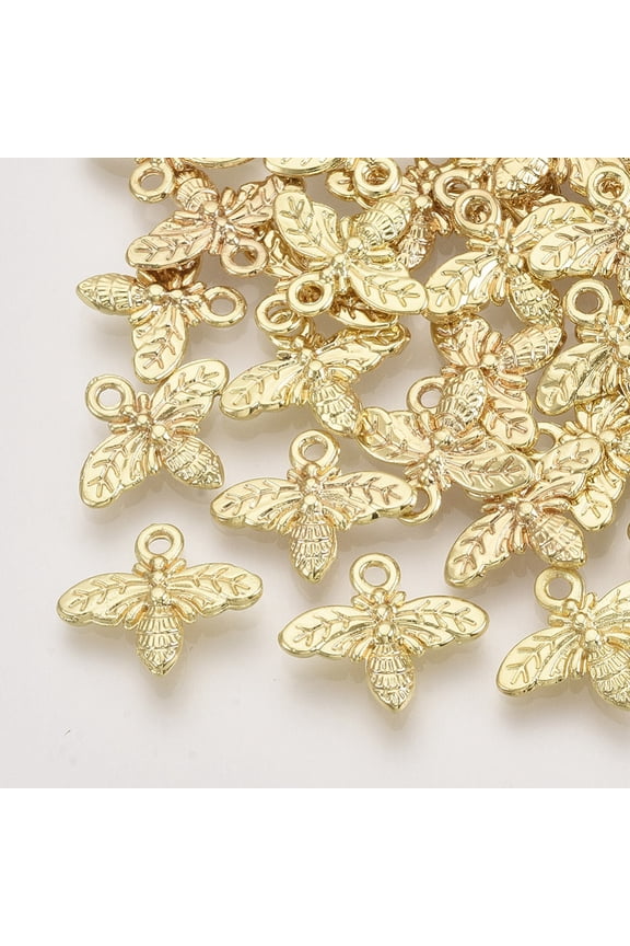 100 pc Alloy Pendants Bee Light golden 13x15.5x2.5mm Hole: 1.5mm