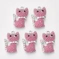 thumbnail image 1 of 100 pc Alloy Rhinestone Enamel Kitten Pendants Bumpy Cat Shape Platinum Deep Pink 24x16x6mm Hole: 1.8mm, 1 of 2