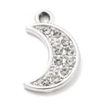 thumbnail image 1 of 100 pc Alloy Rhinestone Pendants UV Plated Moon Platinum 18x11.5x2mm Hole: 1.8mm Alloy+Rhinestone, 1 of 3